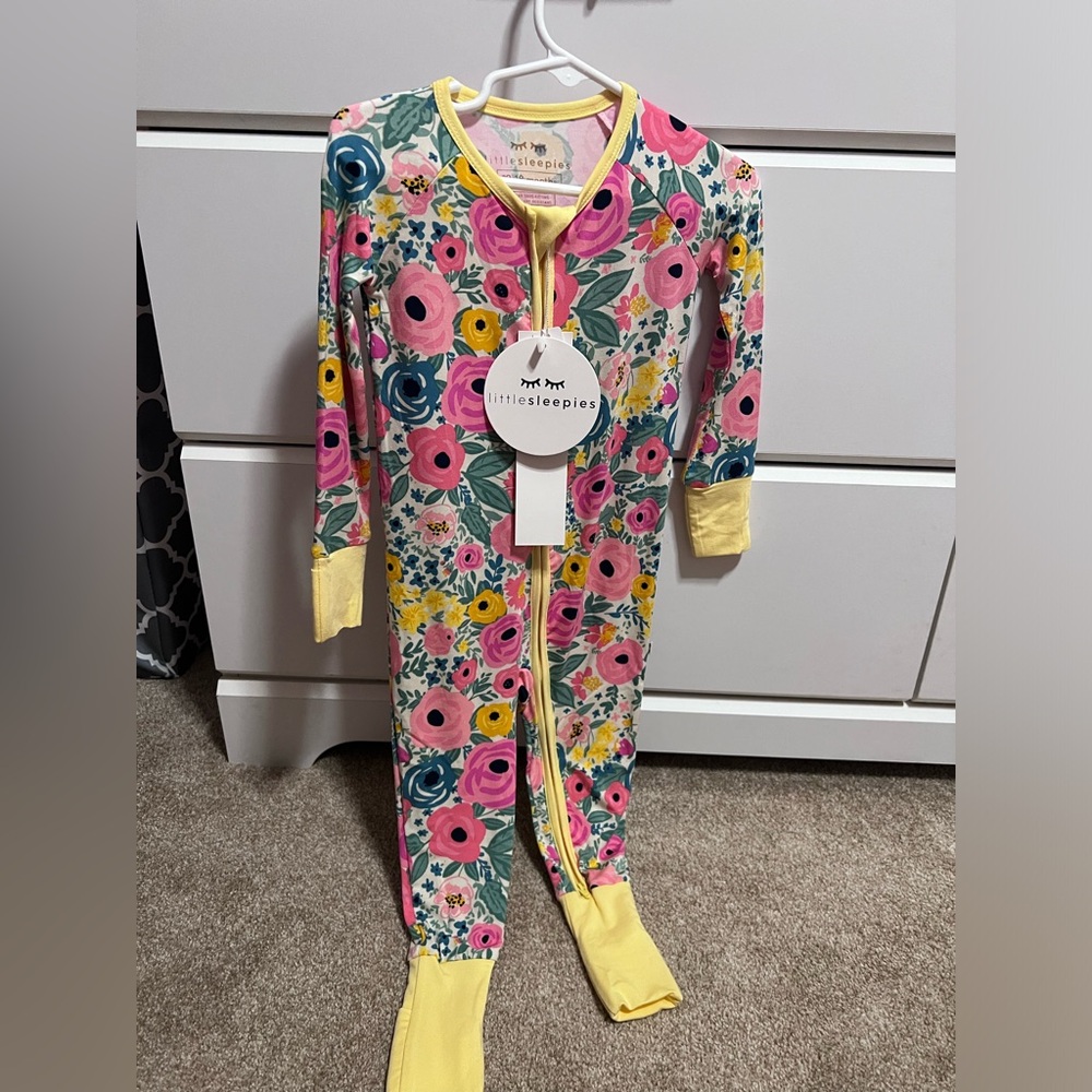 Little Sleepies secret garden zippie pjs nwt